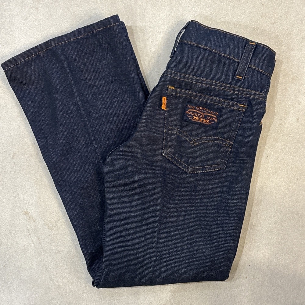 Vintage Orange Tab Levi's Boys Size 10 Dark Wash Boot Cut * Knee Patches